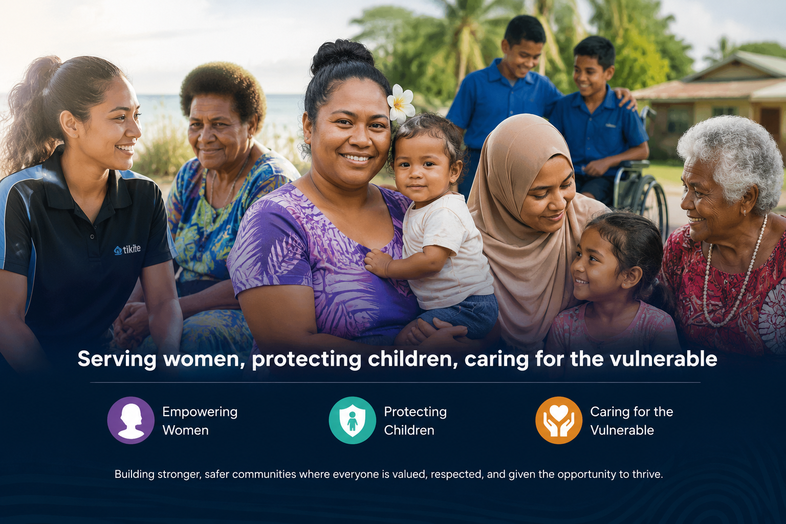 Fijian women, children, and elders from diverse communities together